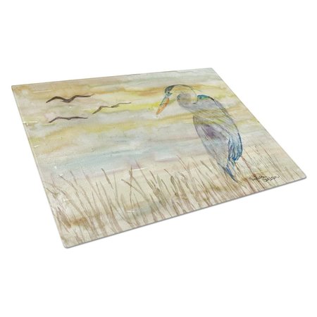 CAROLINES TREASURES Blue Heron Yellow Sky Glass Cutting Board Large SC2020LCB